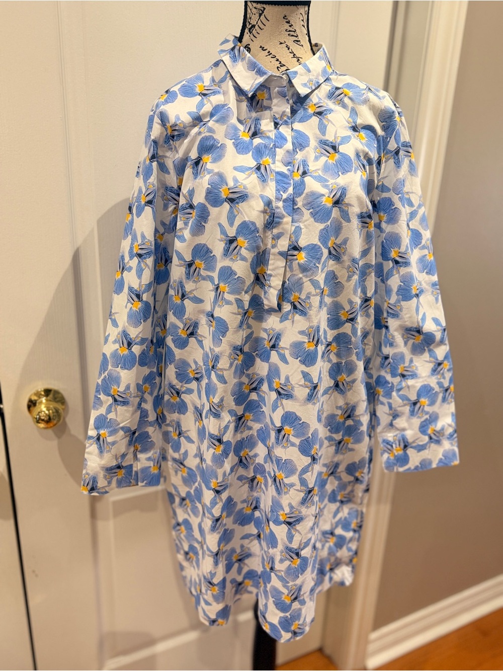 COS Blue and White Floral Shirt Dress with Yellow Accents - Picture 6 of 16
